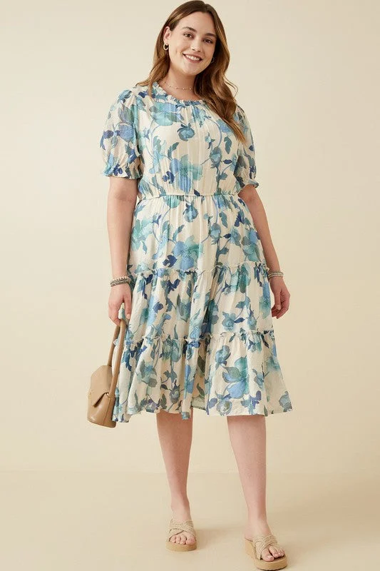 lightweight midi dressesPlus "Feeling It" Floral Midi Dress