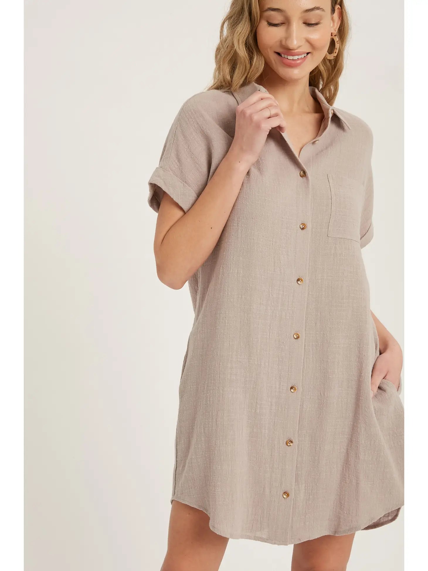 women's club dressesBeckah Mushroom Button-up Shirt Dress