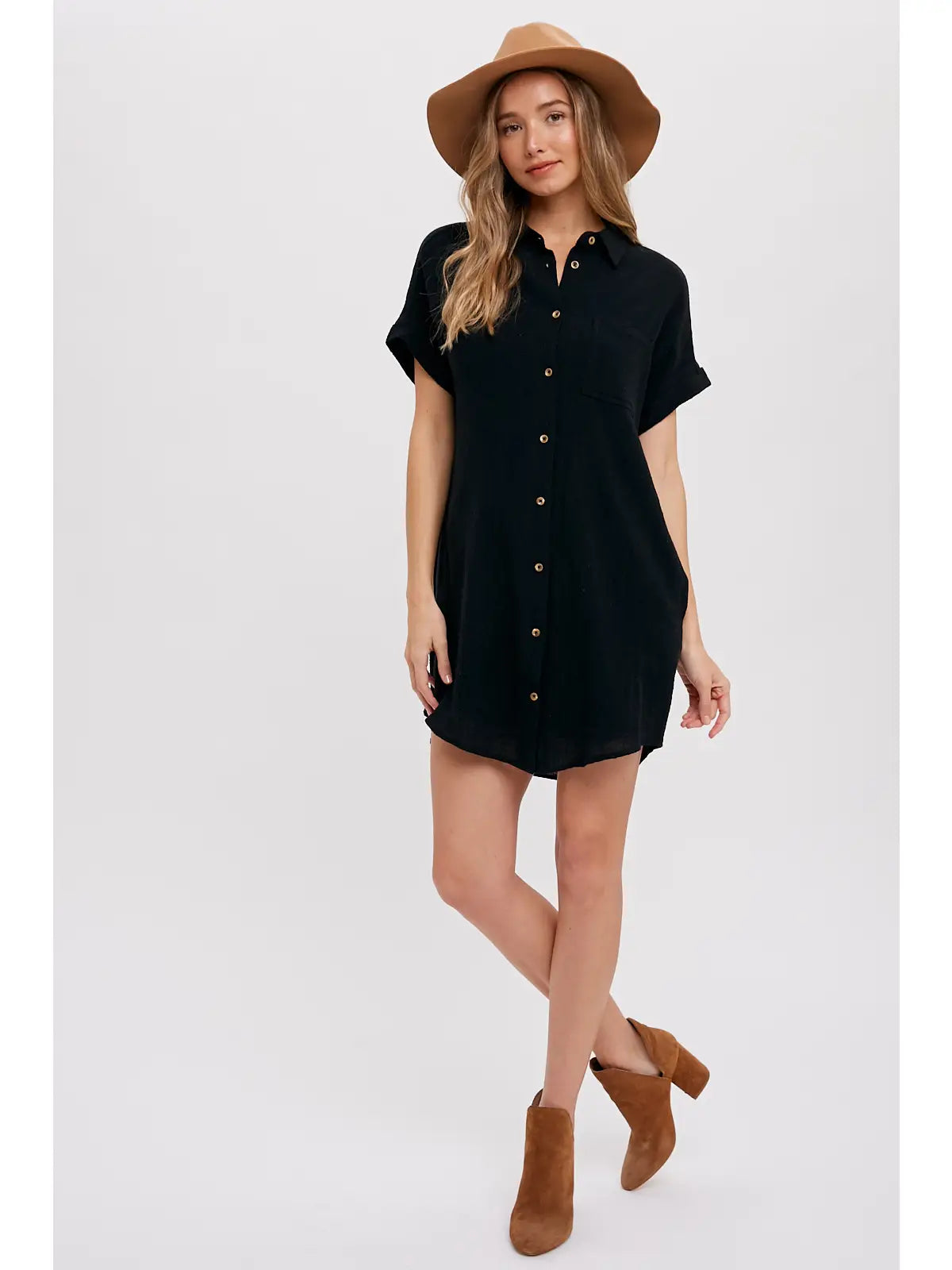 women's ethical fashion dressesBekah Black Button-up Shirt Dress