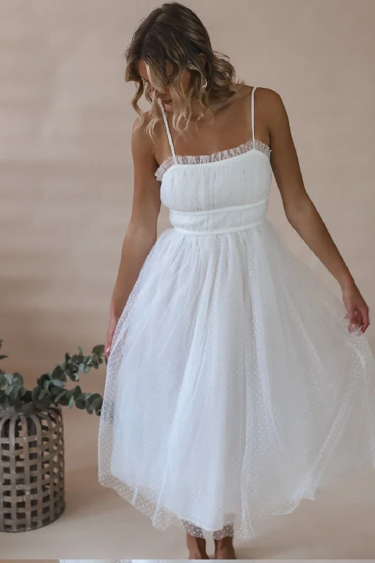 women's floral dressesCamille White Tulle Dress