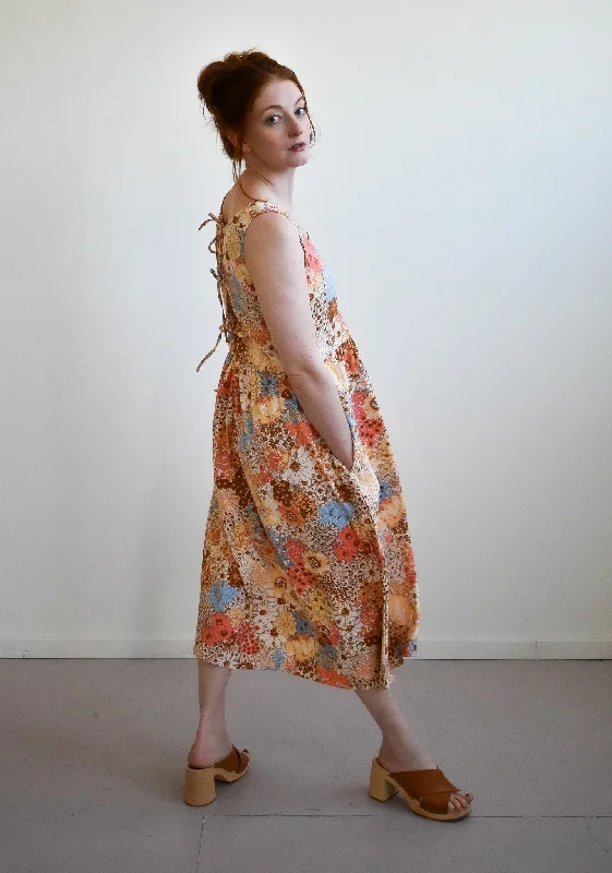 women's sleeveless dressesGwendolyn Dress in 70s Saffron Floral