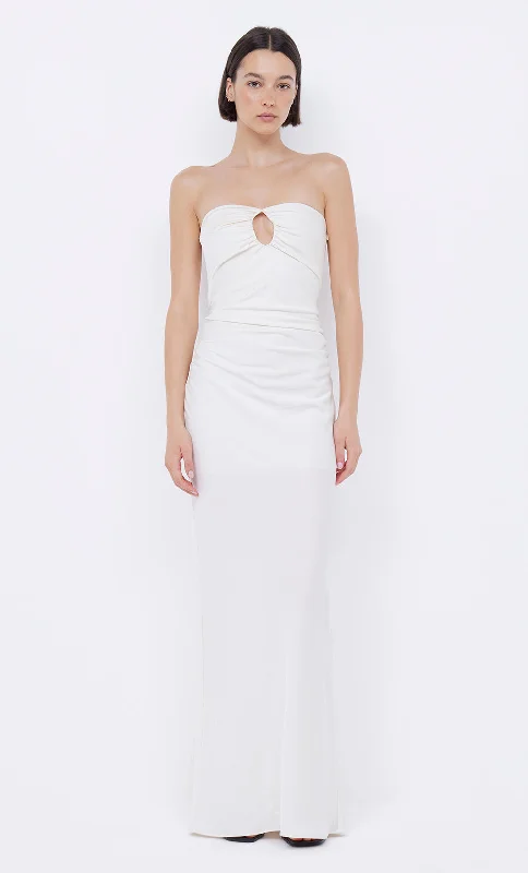 women's cotton dressesEMILIA STRAPLESS DRESS - IVORY