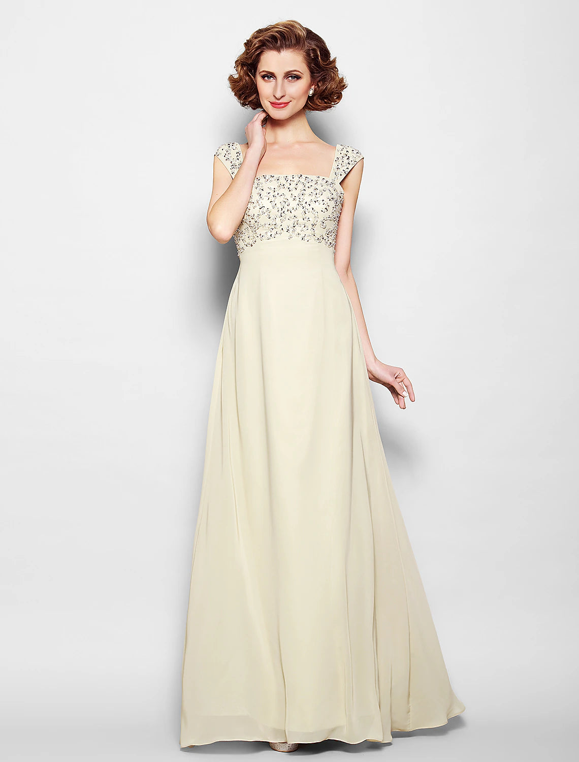 statement wedding dressesA-Line Mother of the Bride Dress Sparkle & Shine Straps Floor Length Chiffon Sleeveless No with Beading