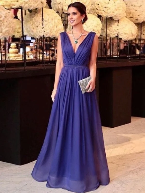 garden wedding dressesA-Line/Princess 30D Chiffon Ruffles V-neck Sleeveless Floor-Length Mother of the Bride Dresses