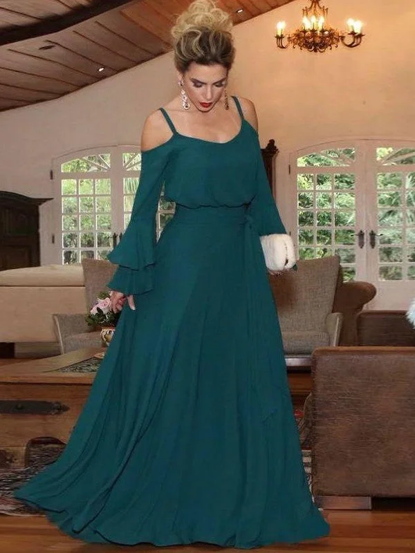 wedding dress alterationsA-Line/Princess Chiffon Ruffles Square Long Sleeves Floor-Length Mother of the Bride Dresses