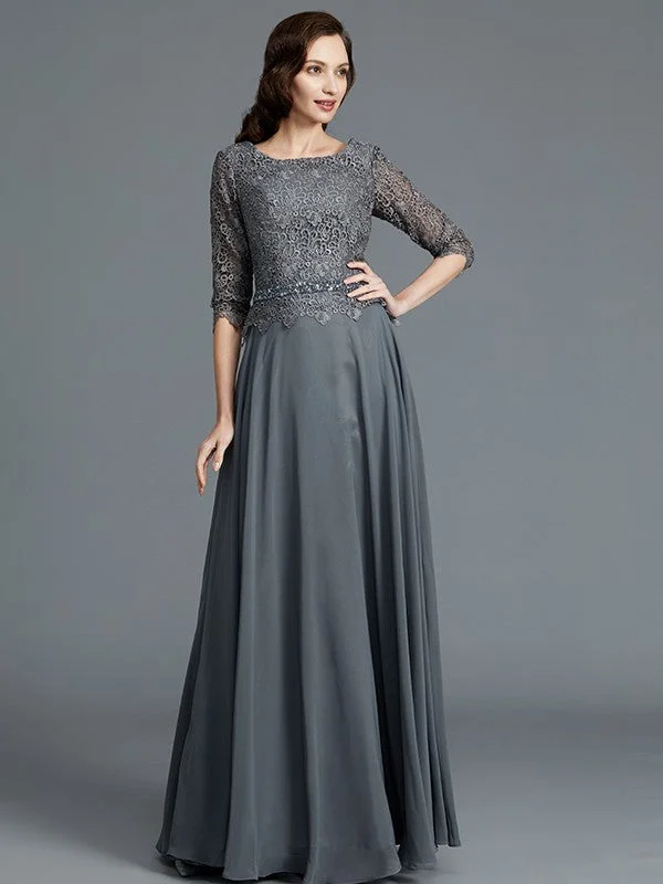 mother-of-the-groom wedding dressesA-Line/Princess Scoop 1/2 Sleeves Chiffon Floor-Length Mother of the Bride Dresses