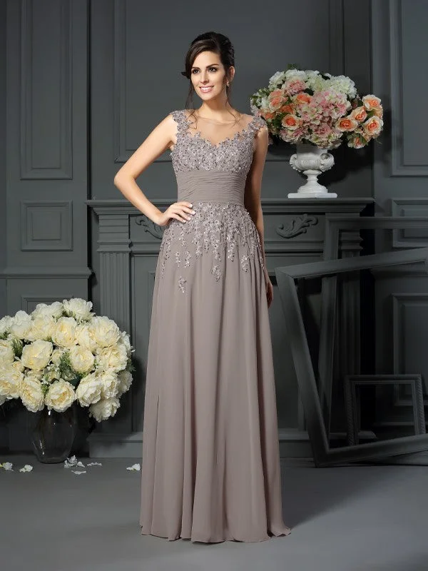 timeless wedding dressesA-Line/Princess Scoop Beading Sleeveless Long Chiffon Mother of the Bride Dresses