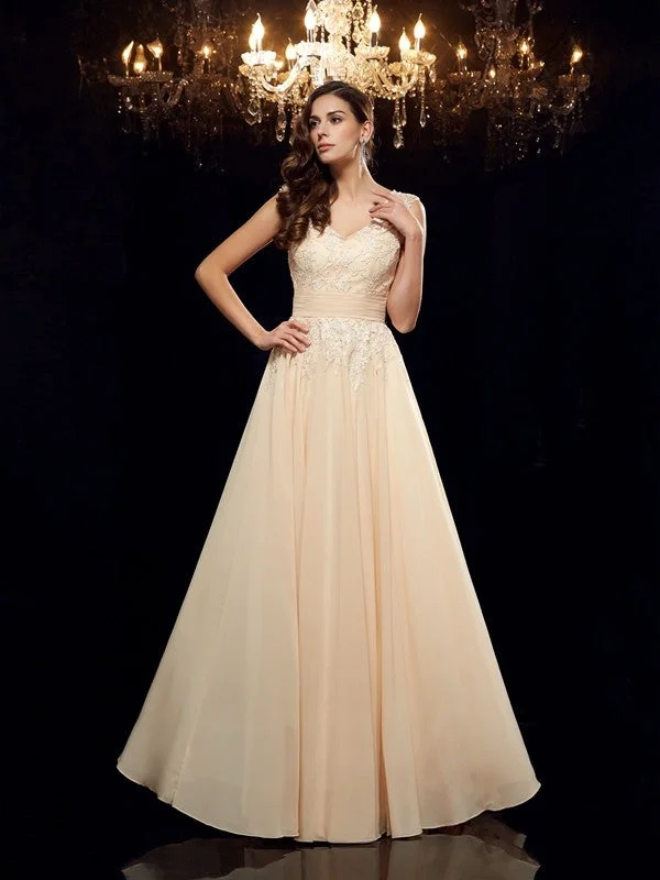 wedding dress preservationA-Line/Princess Straps Applique Sleeveless Long Chiffon Mother of the Bride Dresses