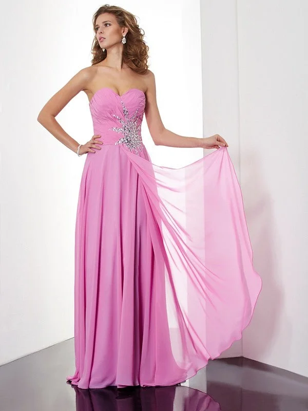 affordable maxi dressesA-Line/Princess Sweetheart Sleeveless Ruched Long Chiffon Dresses