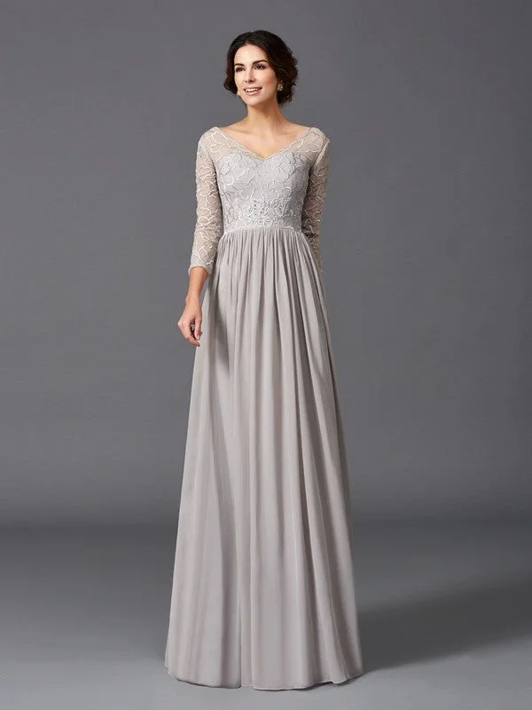 wedding dress with built-in petticoatA-Line/Princess V-neck Ruffles 3/4 Sleeves Long Chiffon Mother of the Bride Dresses