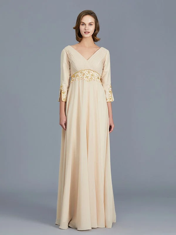 statement wedding dressesA-Line/Princess V-neck Ruffles Chiffon Floor-Length Mother of the Bride Dresses