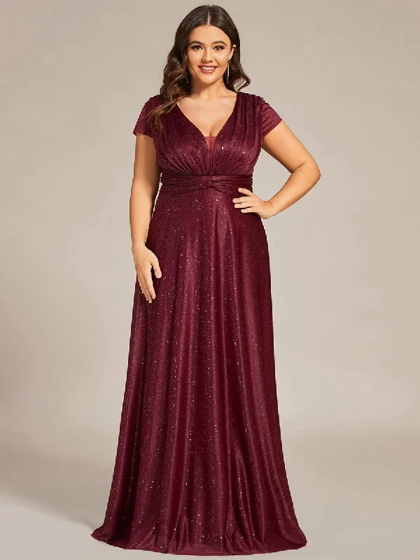 plus-size friendly wedding dressesCustom Size Cap Sleeve V-neck A-line Mother of the Bride Dress