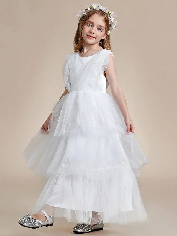 maxi dresses for summerPrincess Style Layered Cake Long Tulle Flower Girls Dress