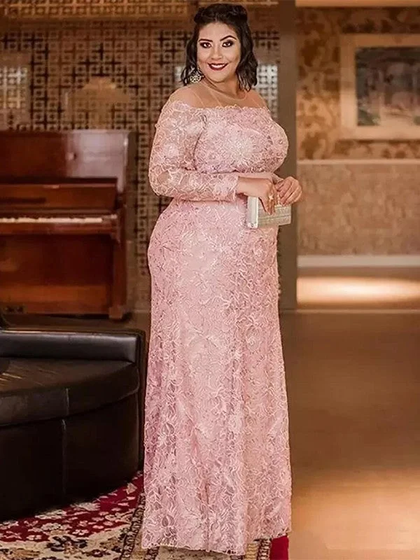 bohemian wedding dressesSheath/Column Lace Applique Scoop Long Sleeves Floor-Length Mother of the Bride Dresses