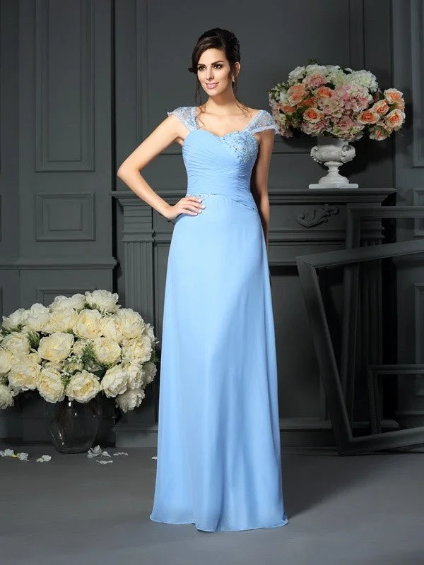 destination wedding dressesSheath/Column Straps Pleats Sleeveless Long Chiffon Mother of the Bride Dresses