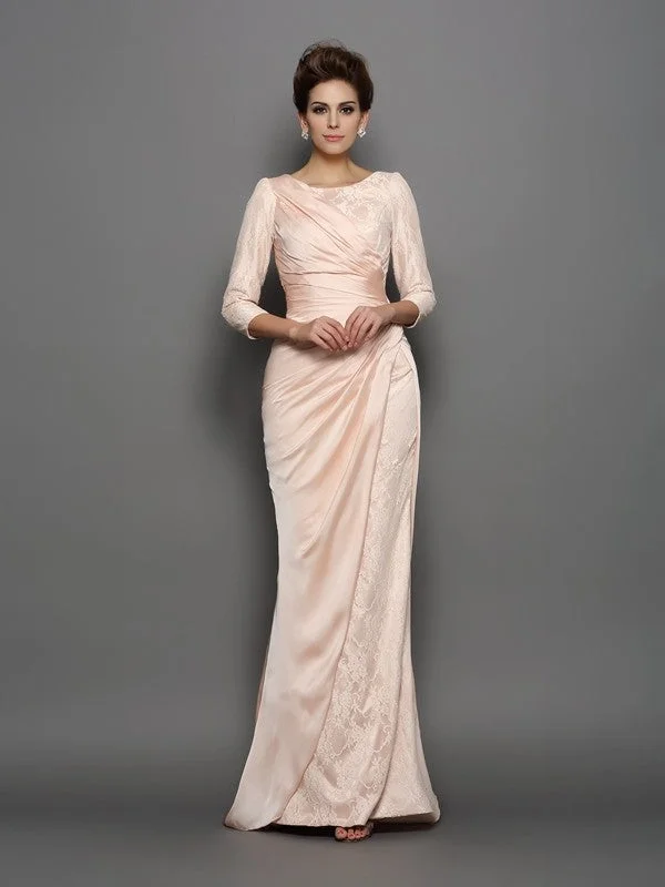 wedding dress try-onTrumpet/Mermaid Bateau Lace 3/4 Sleeves Long Satin Chiffon Mother of the Bride Dresses