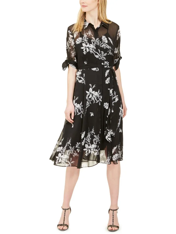 maxi dresses for day-to-night wearWomens Floral Long Shirtdress