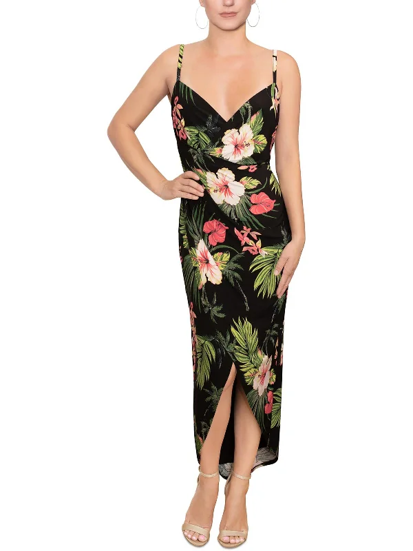 silk maxi dressesWomens Floral Long Wrap Dress