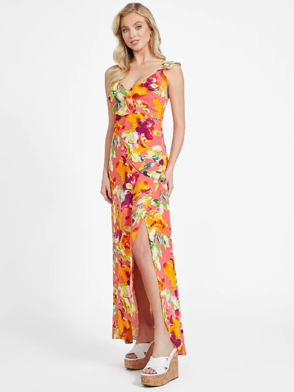 maxi dresses with halter necksAstella Floral Sleeveless Long Dress