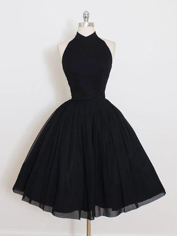 ready-to-wear party dressesBlack Halter Simple Cheap Short Homecoming Dresses 2018, CM547