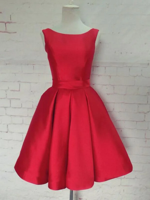 handmade party dressesBright Red Elegant Simple Cheap Short Homecoming Dresses 2018, CM550