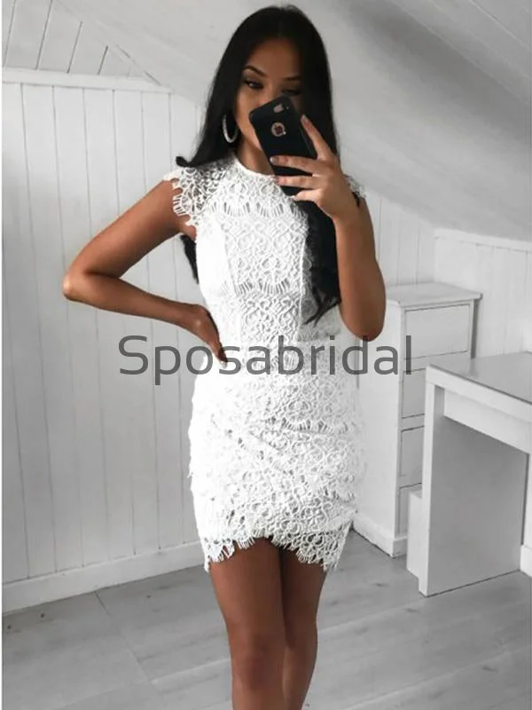 plus-size party dressesCap Sleeves Unique Lace Mermaid Short Homecoming Dresses BD0439