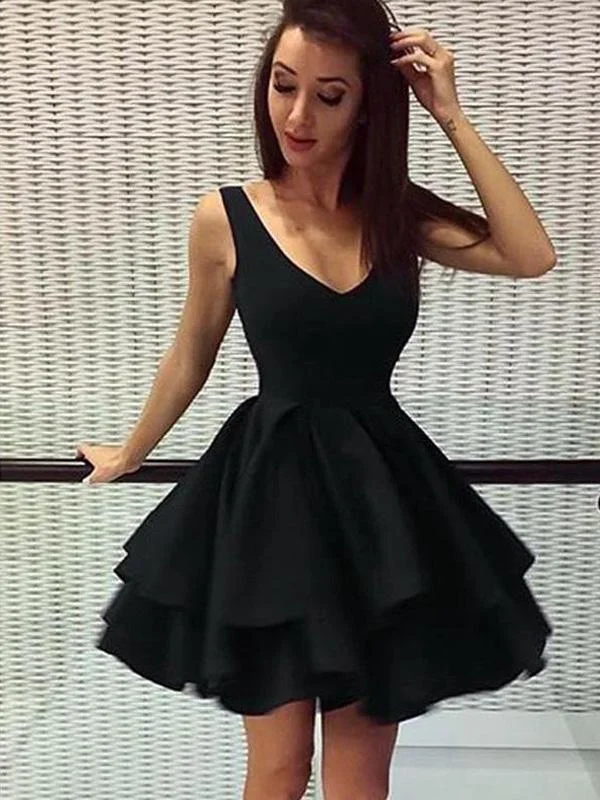 affordable luxury party dressesCheap Short Simple V Neck Black Homecoming Dresses Online, CM531