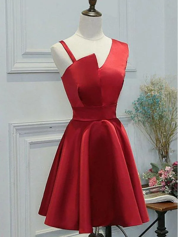 flowy party dressesElegant Simple Unique Red Short Cheap Homecoming Dresses Online, CM565