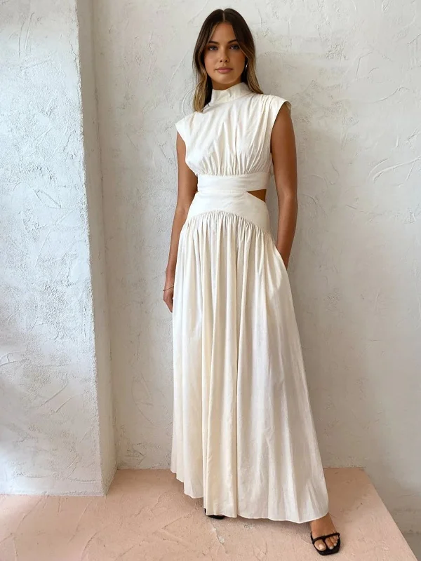 maxi dresses for bridesmaidsMock Neck Cut Out Long Dress