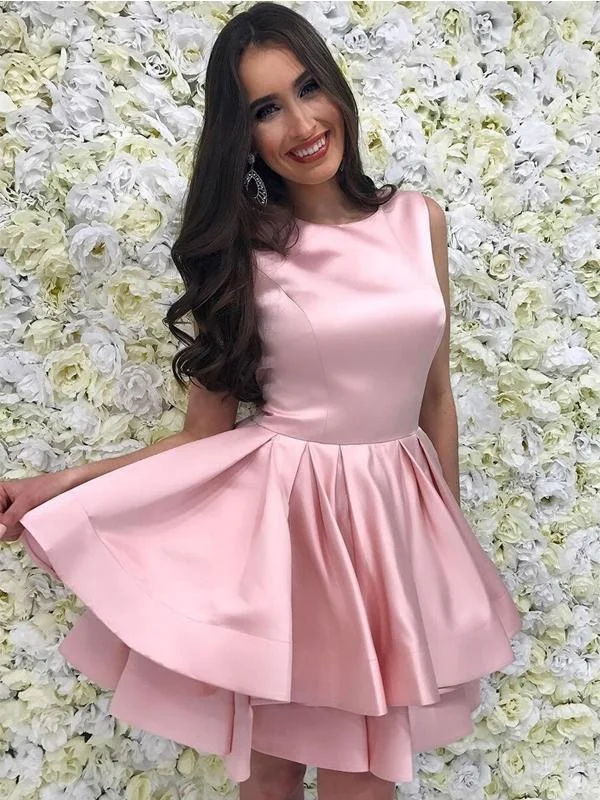 affordable luxury party dressesCute Pink Bateau Simple Cheap Homecoming Dresses 2018, CM424