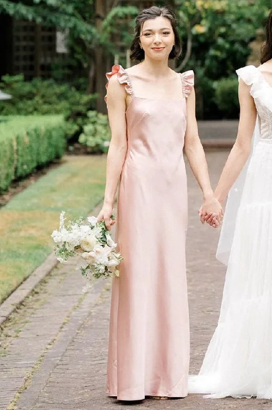 maxi dresses with sequined detailsPlush Pink Flutter Sleeve Backless Long Dress