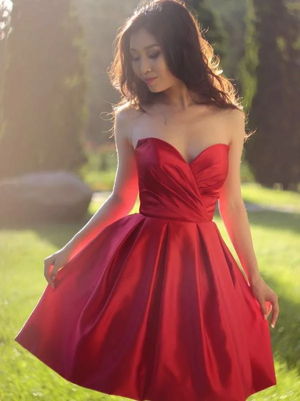 vintage party dressesRed Simple Sweetheart Cheap Homecoming Dresses Under 100, CM589