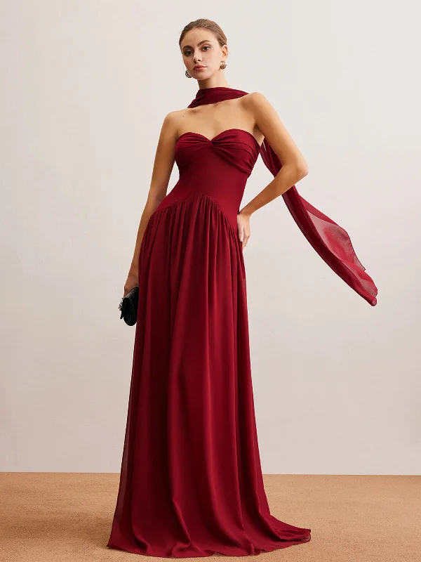 maxi dresses for semi-formal eventsRomance Ruched Long-Ribbon Tube Dress