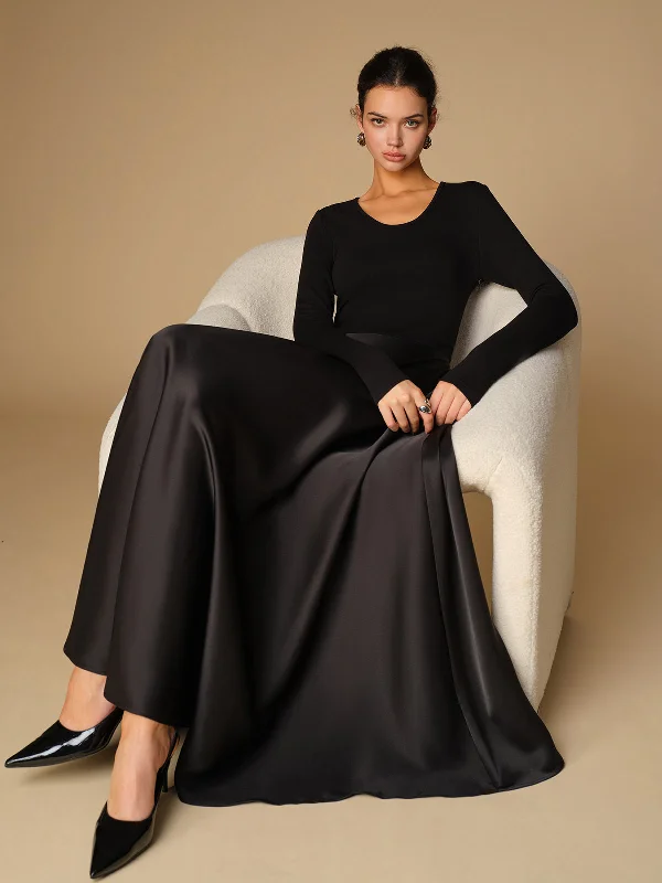 maxi dresses for layeringSatin Panel Jersey Long Dress