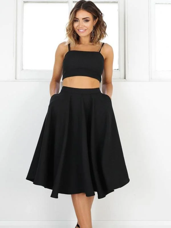 holiday party dressesSimple Two Pieces Black Short Homecoming Dresses 2018, CM505