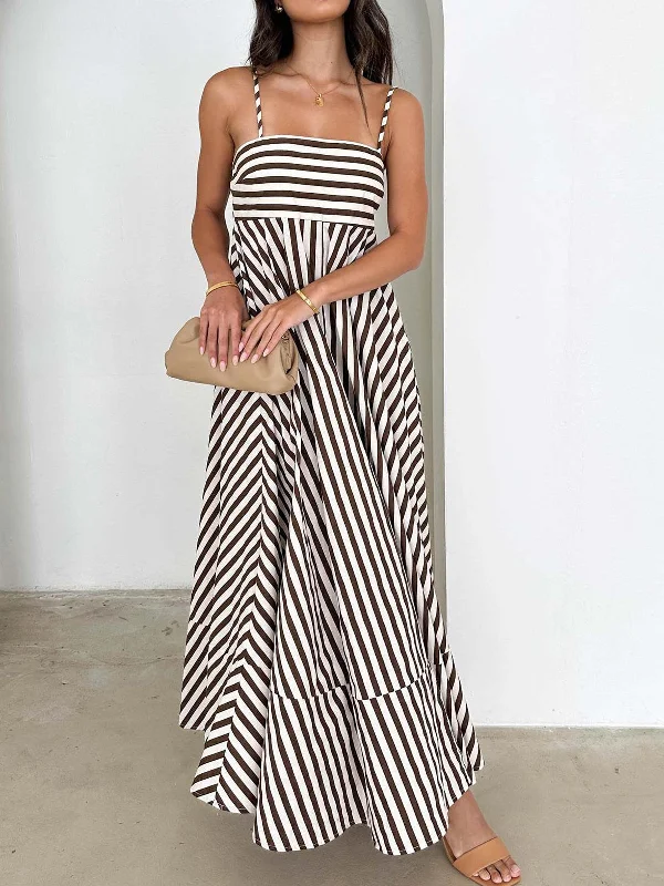 maxi dresses for special occasionsStriped Pleated Cami Long Dress