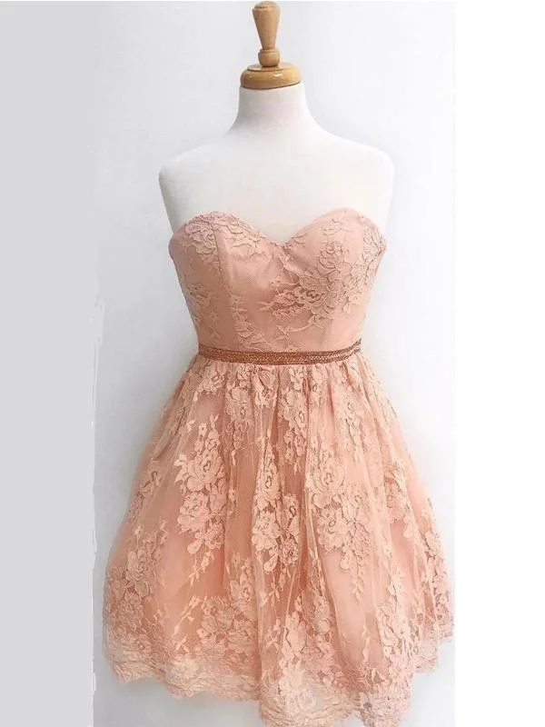 short party dressesSweetheart Charming  Lace Cheap Short Homecoming Dresses Online, CM591