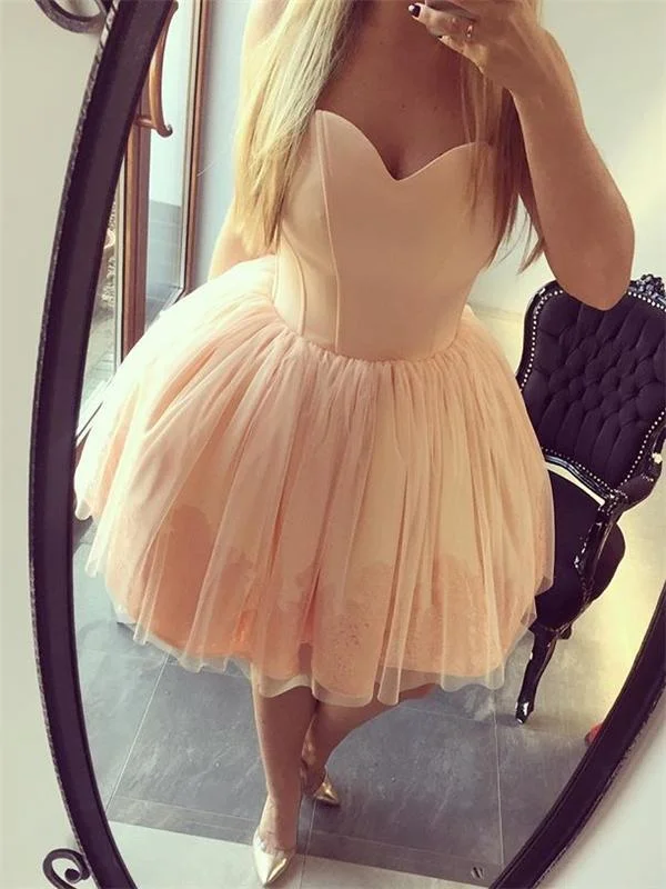 tulle party dressesPink Sweetheart Simple Cheap Short Homecoming Dresses Online, CM527