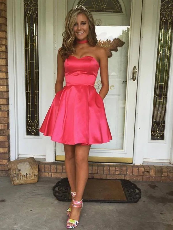 glam party dressesSweetheart Simple Cute Cheap Short Red Homecoming Dresses Under 100, CM533